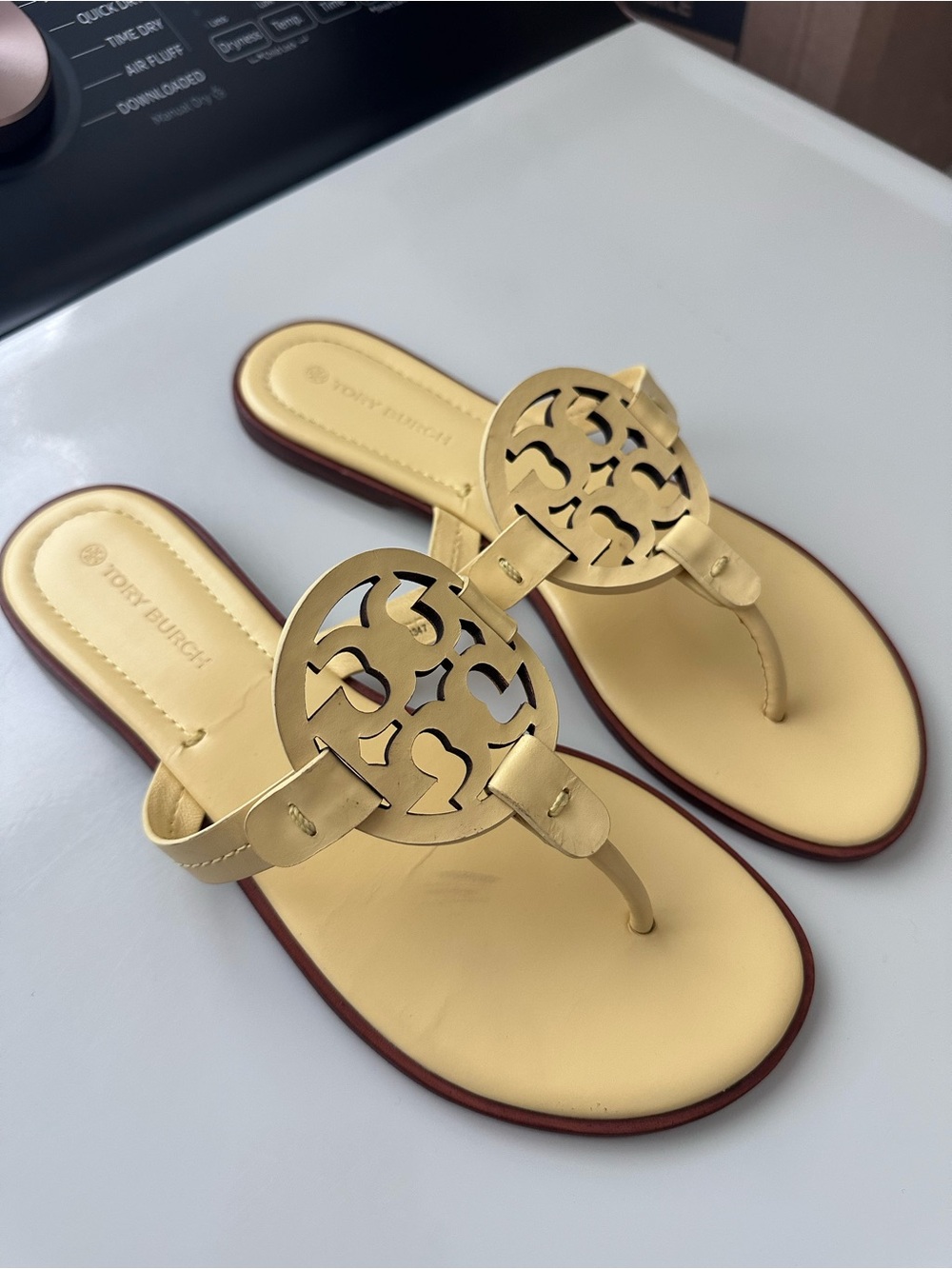 Tory Burch Yellow Miller Logo Thong Sandals